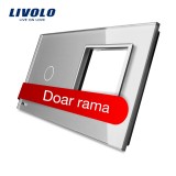 Panou intrerupator simplu cu touch si priza simpla Livolo din sticla