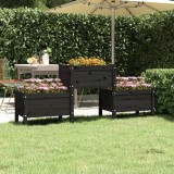 Cumpara ieftin Jardinieră, negru, 178,5x44x75 cm, lemn masiv de pin