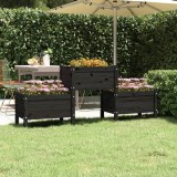 VidaXL Jardinieră, negru, 178,5x44x75 cm, lemn masiv de pin