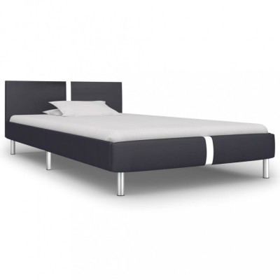 vidaXL Cadru de pat, negru, 90 x 200 cm, piele ecologică foto