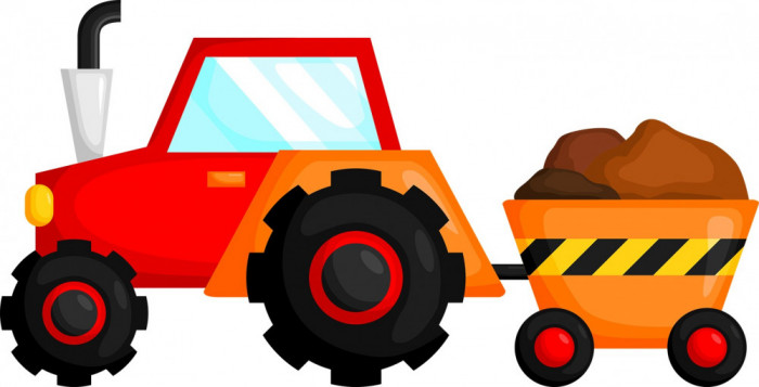 Sticker decorativ Tractor, Rosu, 90 cm, 7818ST-3