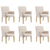 VidaXL Scaune de bucătărie cu brațe, 6 buc., bej, material textil