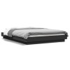 VidaXL Cadru de pat cu lumini LED, negru, 135x190 cm, lemn prelucrat