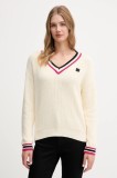 Dkny pulover de bumbac culoarea bej, călduros, DJ5R0730