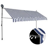 Copertina retractabila manual cu LED, albastru &amp; alb, 400 cm