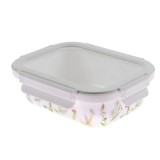 Caserola alimente, 0RC065-GL, sticla termica, dreptunghiulara, alb + multicolor, 0.68 L