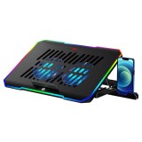 Cooler laptop ajustabil Havit, 10-16, RGB, 2xUSB, negru, F2069