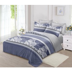 Lenjerie de pat pentru o persoana cu 2 huse de perna dreptunghiulara, Andros, bumbac mercerizat, multicolor