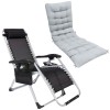 Set Sezlong Pliabil Gravitatie Zero Carruzzo, Perna Inclusa, Tetiera, Suport Bauturi, Terasa/Gradina/Plaja, Negru/Gri
