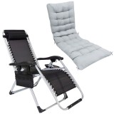 Cumpara ieftin Set Scaun cu Perna tip Sezlong Pliabil Deluxe Gravitatie Zero pentru Terasa, Gradina sau Plaja cu Tetiera si Suport Bauturi, Reglabil, Negru