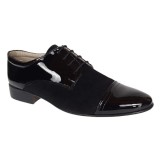Pantofi eleganti barbati din piele naturala intoarsa cu varf lacuit - Enzo