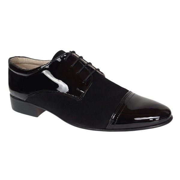 Pantofi eleganti barbati din piele naturala intoarsa cu varf lacuit - Enzo