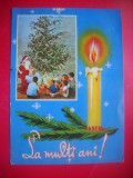 HOPCT 25067 MOS CRACIUN SI COPII SUB BRAD -- FELICITARE CRACIUN / AN NOU -CP VECHE -IP--INTREG POSTAL - ROMANIA - CIRCULATA