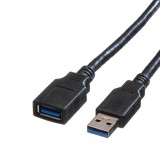 Cablu prelungitor USB 3.0 T-M 0.8m Negru, Roline 11.02.8977