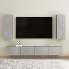 vidaXL Set dulapuri TV, 4 piese, gri beton, lemn prelucrat
