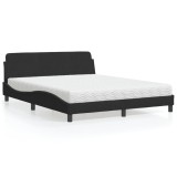 VidaXL Pat cu saltea, Dover, negru, 160x200 cm, catifea 3208433