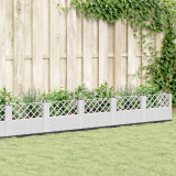 VidaXL Jardinieră de grădină cu țăruși, alb, 363,5x43,5x43,5 cm, PP