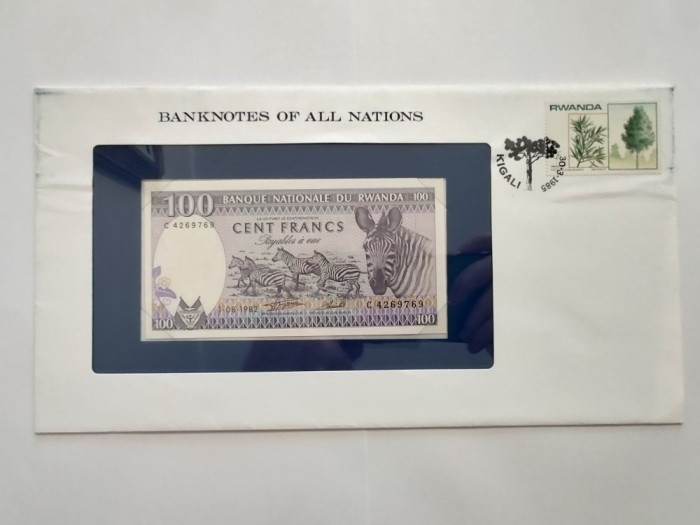 Rwanda - 100 Francs 1982 - In plic de prezentare