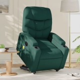 VidaXL Fotoliu electric masaj rabatabil / ridicare verde &icirc;nchis textil
