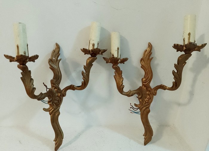 Set aplice antice din bronz masiv in stilul Rococo