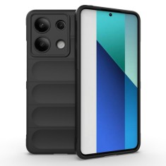 Husa pentru xiaomi redmi note 13 5g, antisoc, margini cu striatii, design minimalist, black foto