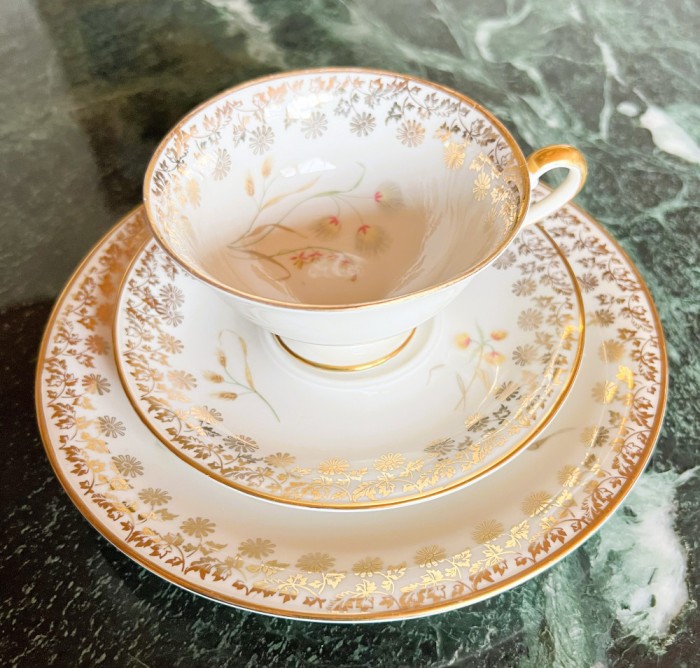 Set - mic dejun / ceai / cafea - Bavaria - Elfenbein - 1910 - 1 persoana- poleit cu aur 24K
