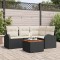 Set colțar de grădină, 5 piese, cu perne, din rattan negru și acacia