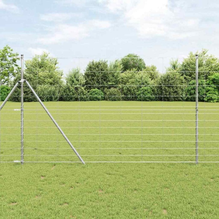 Gard pentru c&acirc;mp Argintiu 25 x 1.5 m Oțel galvanizat