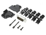 Conector D-Sub 15 pini tată unghi 45&deg; cu şurub pentru cablu