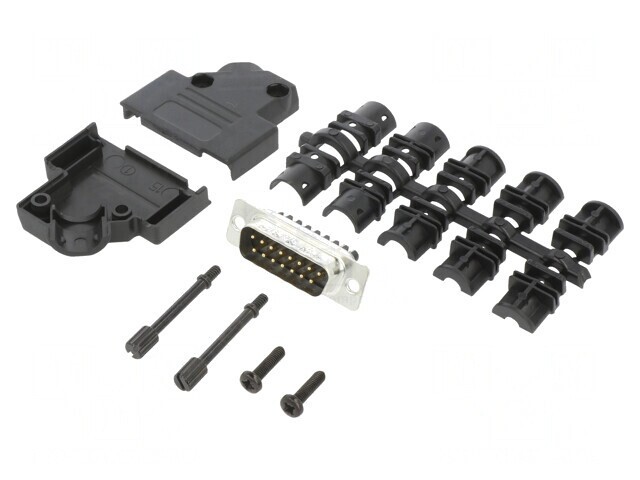 Conector D-Sub 15 pini tată unghi 45&deg; cu şurub pentru cablu