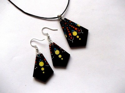 set bijuterii lemn cu mandala 42607 foto