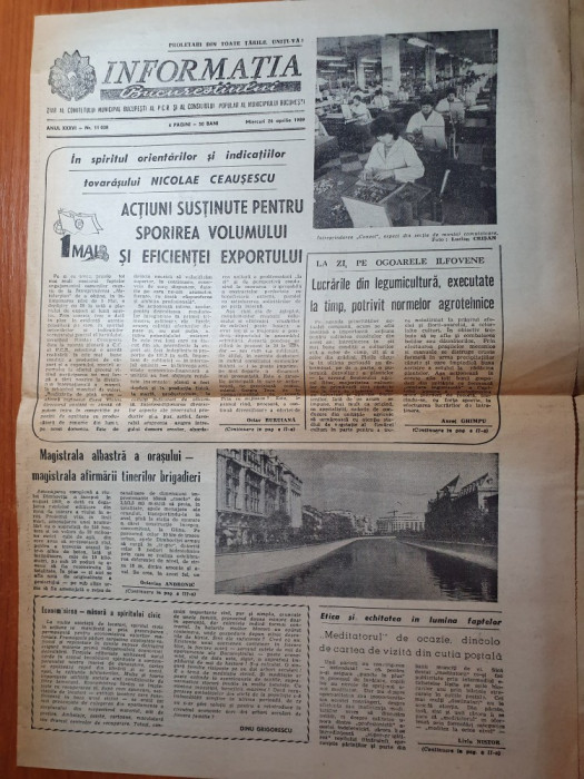ziarul informatia bucurestiului 26 aprilie 1989-magistrala albastra a orasului