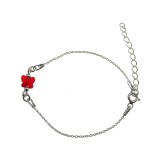 Bratara argint fetite cu fluturas Swarovski rosu