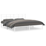 Cumpara ieftin Cadru de pat metalic cu tablie, alb, 193x203 cm