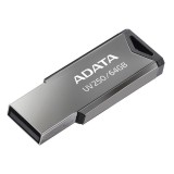 MEMORIE USB 2.0 ADATA 64 GB, clasica, carcasa metalica, argintiu, &quot;AUV250-64G-RBK&quot; (timbru verde 0.03 lei)