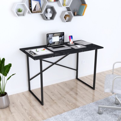Schreibtisch Tjeldsund 120x60x75cm Marmor, schwarz [en.casa] HausGarden Leisure foto