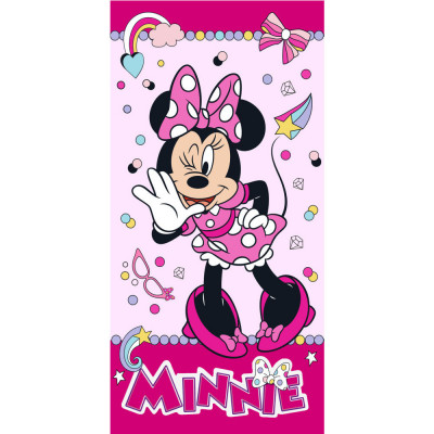 Prosop de plaja Disney Minnie, Roz, 70x140 cm, 100% Bumbac foto