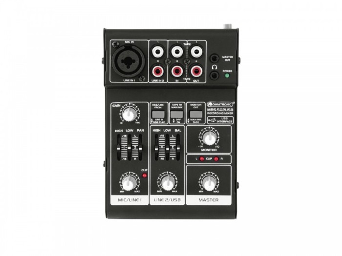 Mixer pentru inregistrare cu 2 canale si USB, Omnitronic MRS-502USB Mixer pentru inregistrare cu 2 canale si USB, Omnitronic MRS-502USB