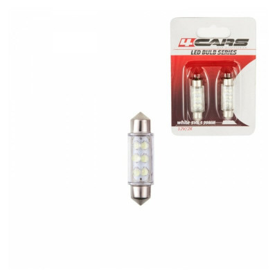Bec tip LED 12V sofit cu 6 leduri 10x39mm SV8,5-8 2buc - Alb 4C92827 foto