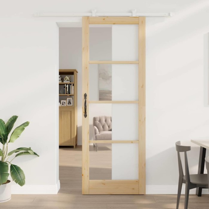 Ușă glisantă cu set de accesorii &#039;ORKDAL&#039;Lemn masiv &amp; Sticlă