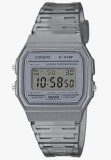 Cumpara ieftin Ceas unisex digital Casio Collection F-91W, quartz, rezistent la apa, alarma si cronometru, bratara transparenta gri