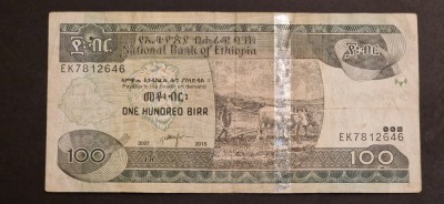 Etiopia 100 Birr 2015 VF foto