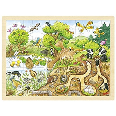 Puzzle Explorand natura Goki, 40 x 30 x 0.8 cm, 96 piese, lemn, 5 ani+ foto