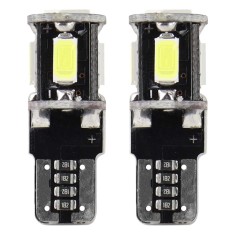 Bec de pozitie tip LED Canbus, T10 W2.1x9.5 W5W, 12V 2W, 5 SMD 5730, culoare alb, Amio, set 2 buc