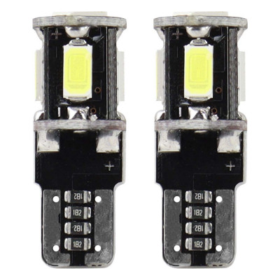 Bec de pozitie tip LED Canbus, T10 W2.1x9.5 W5W, 12V 2W, 5 SMD 5730, culoare alb, Amio, set 2 buc foto