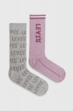 Levi&#039;s sosete 2-pack culoarea roz