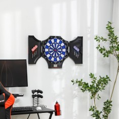 SPORTNOW Set Panou Electronic de Darts cu 31 de Jocuri pentru 8 Jucatori, Set Panou de Darts cu Dulap, 6 Sageti cu Varf Moale si 6 varfuri de Rezerva, foto