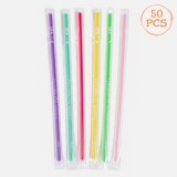 Paie din plastic reutilizabile, drepte, multicolore, 50 buc, 4x180 mm, CMCLASS