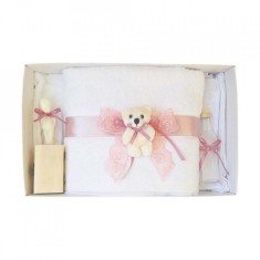Trusou botez dantela roz prafuit si ursulet Denikos&reg; 443