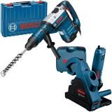 Bosch GBH 8-45 DV + GNF 35 CA - Rotopercutor SDS-Max 1500 W 12.5 J valiza plastic + Freza pentru caneluri beton 1400 W 150 mm valiza plastic